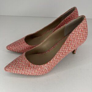 ALFANI Red Pink White Womens Size 9.5 Jeules Woven Pointed Toe Stiletto Pumps